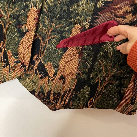 Handmade Vest Women Large Brown Green Tapestry Hunting Sporting Dogs Waistcoat - Picture 6 of 11